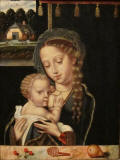 Flemish_school-Madonna_and_Child_Nursing-XVI-honolulu-museum