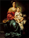 Murillo-1655-Virgen-del-rosario-con-palacio-pitti-florencia