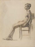 miguel-blay-1893-Desnudo de mujer sentada