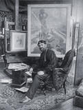 Alphonse-Mucha-in-his-studio-at-Rue-du-Val-de-Grace-in-Paris-1903