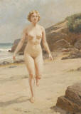fortunino-matania-portrait-of-a-nude-on-a-beach
