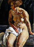 Karl_Leyhausen-Sitting_Nude_with_a_White_Towel_II