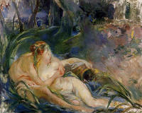 Berthe-Morisot-two-nymphs-embracing