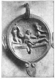 Pompejanische-Bronzelampe-mit-Liebesszene