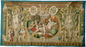 Danae-Francesco-Primaticcio-1533-40-Tapiz-Fontainebleau-kurneskuchen