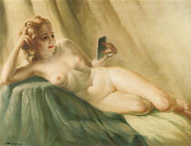 gyula-kover-a-reclining-nude-admiring-her-image
