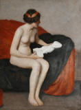 William_McGregor_Paxton_Seated_nude_with_sculpture