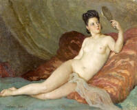 Constantin-Font-reclining-female-nude-with-mirror