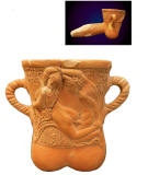 Vaso-schifoide-a-forma-di-fallo-in-ceramica-decorato-con-scena-erotica-II-secolo-Museo-Archeologico-di-Rodi-Grecia